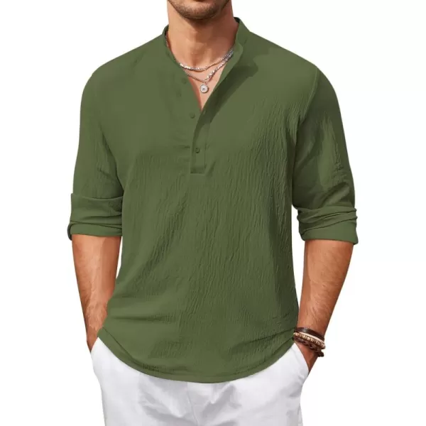 COOFANDY Men's Casual Henley Shirts Long Sleeve Hippie Beach T Shirts Yoga Summer Top