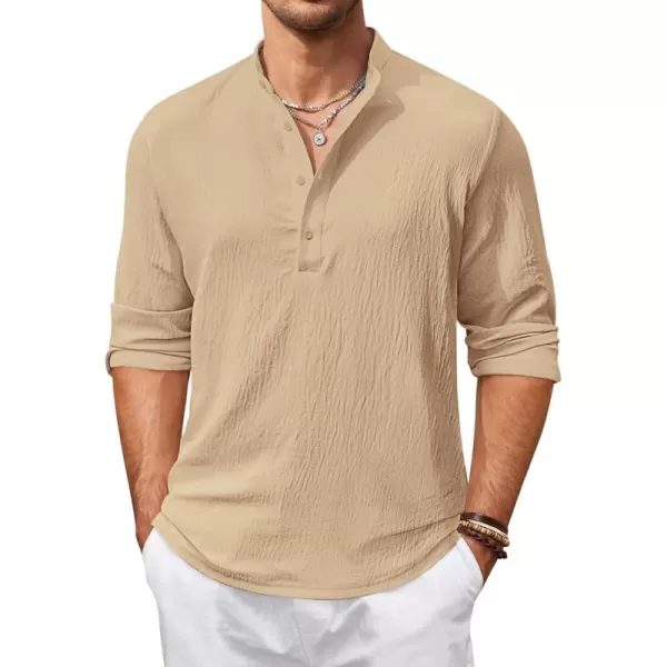 COOFANDY Men's Casual Henley Shirts Long Sleeve Hippie Beach T Shirts Yoga Summer Top