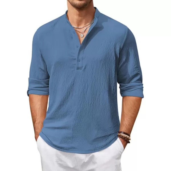 COOFANDY Men's Casual Henley Shirts Long Sleeve Hippie Beach T Shirts Yoga Summer Top