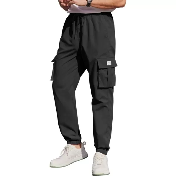 COOFANDY Mens Casual Joggers Pants Stretch Waist Drawstring Cargo Pants Tapered Sweatpants with Pockets