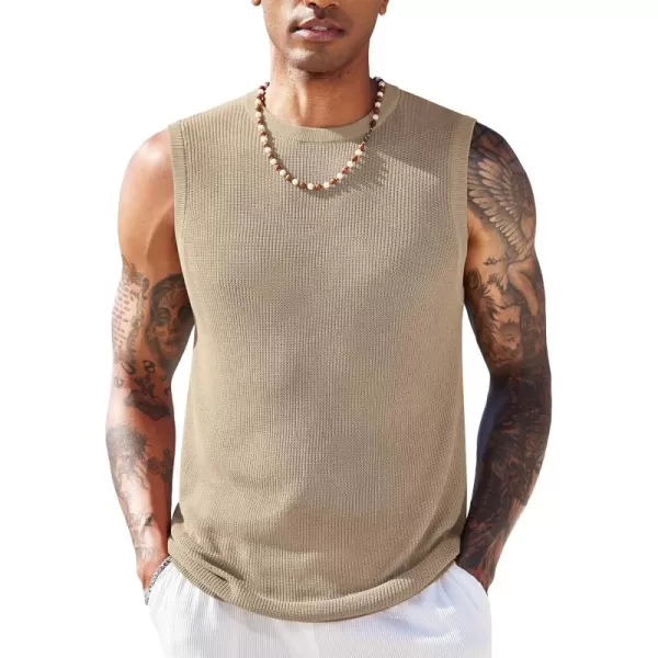 COOFANDY Mens Casual Knitted Tank Tops Crew Neck Sleeveless Muscle T Shirts Summer Beach Tops