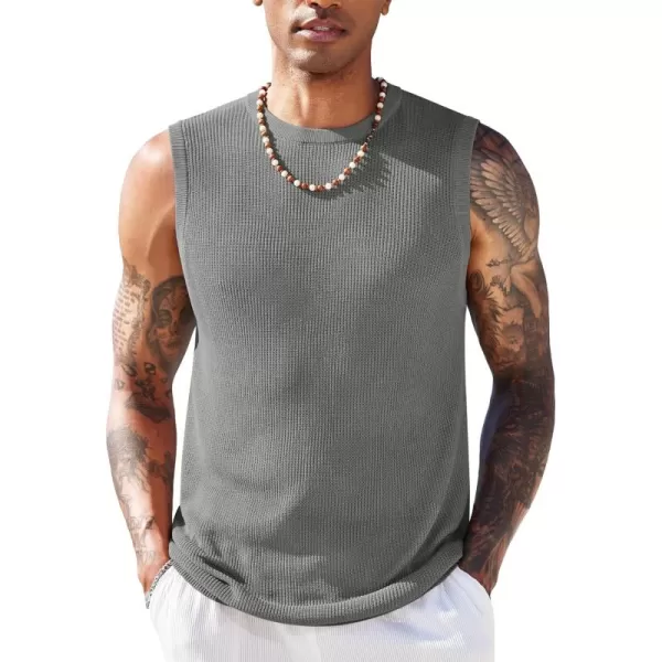 COOFANDY Mens Casual Knitted Tank Tops Crew Neck Sleeveless Muscle T Shirts Summer Beach Tops