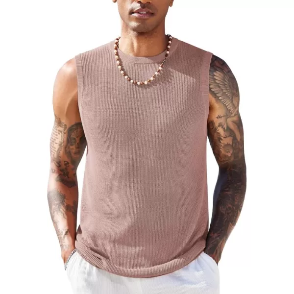 COOFANDY Mens Casual Knitted Tank Tops Crew Neck Sleeveless Muscle T Shirts Summer Beach Tops