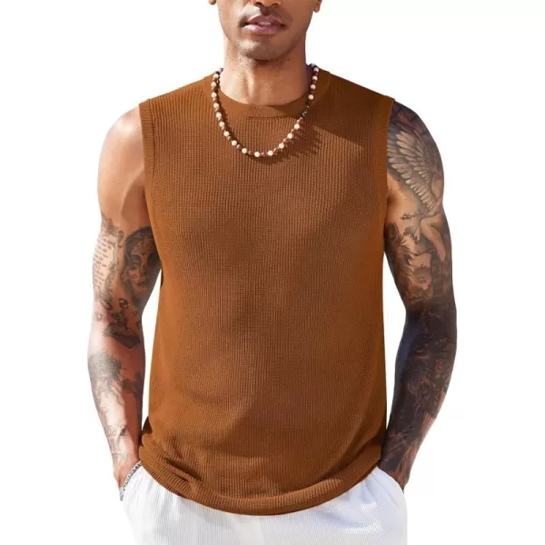 COOFANDY Mens Casual Knitted Tank Tops Crew Neck Sleeveless Muscle T Shirts Summer Beach Tops