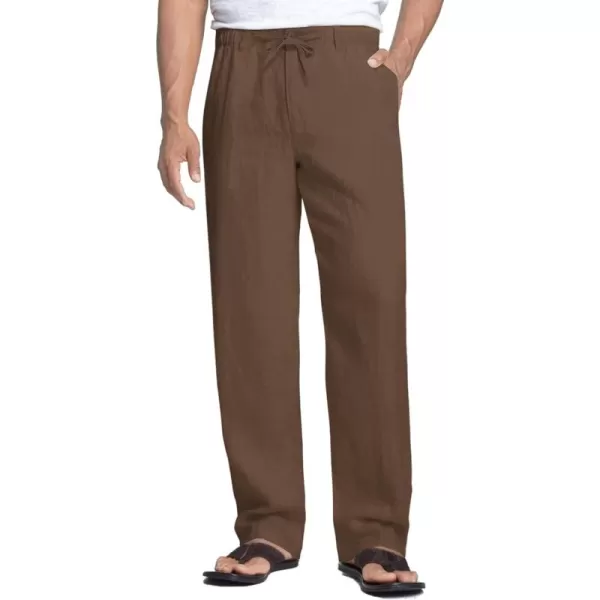 COOFANDY Men's Casual Linen Pants Elastic Waist Drawstring Beach Summer Pants Lightweight Linen Trousers