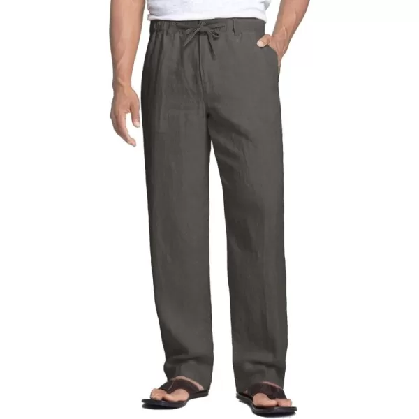 COOFANDY Men's Casual Linen Pants Elastic Waist Drawstring Beach Summer Pants Lightweight Linen Trousers