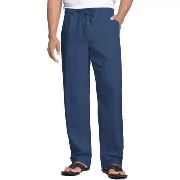 COOFANDY Men's Casual Linen Pants Elastic Waist Drawstring Beach Summer Pants Lightweight Linen Trousers