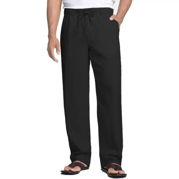COOFANDY Men's Casual Linen Pants Elastic Waist Drawstring Beach Summer Pants Lightweight Linen Trousers