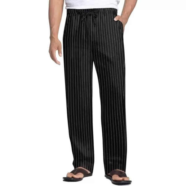 COOFANDY Men's Casual Linen Pants Elastic Waist Drawstring Beach Summer Pants Lightweight Linen Trousers