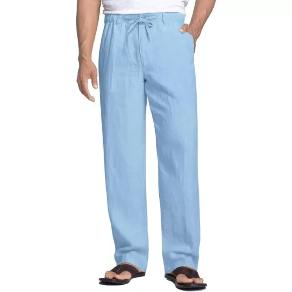 COOFANDY Men's Casual Linen Pants Elastic Waist Drawstring Beach Summer Pants Lightweight Linen Trousers