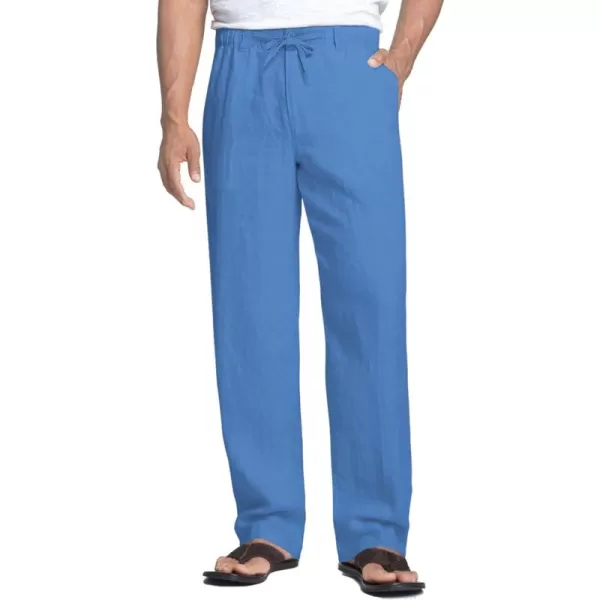 COOFANDY Men's Casual Linen Pants Elastic Waist Drawstring Beach Summer Pants Lightweight Linen Trousers
