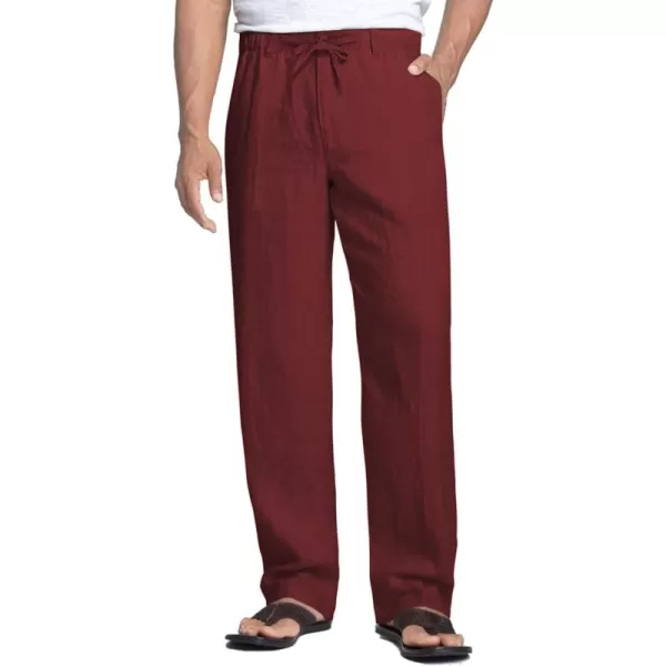 COOFANDY Men's Casual Linen Pants Elastic Waist Drawstring Beach Summer Pants Lightweight Linen Trousers