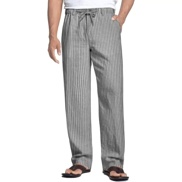 COOFANDY Men's Casual Linen Pants Elastic Waist Drawstring Beach Summer Pants Lightweight Linen Trousers