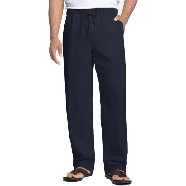 COOFANDY Men's Casual Linen Pants Elastic Waist Drawstring Beach Summer Pants Lightweight Linen Trousers