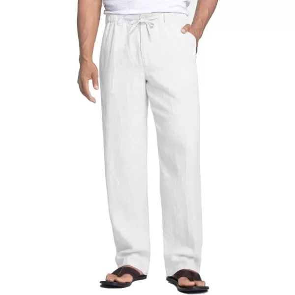 COOFANDY Men's Casual Linen Pants Elastic Waist Drawstring Beach Summer Pants Lightweight Linen Trousers