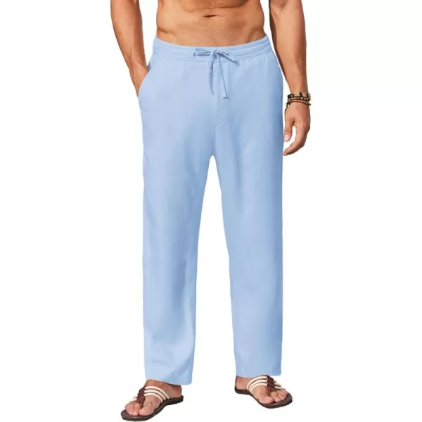 COOFANDY Men's Casual Linen Pants Elastic Waist Drawstring Yoga Beach Pants Lightweight Loose Fit Trousers with Pockets