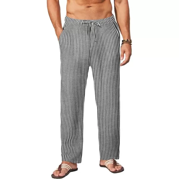 COOFANDY Men's Casual Linen Pants Elastic Waist Drawstring Yoga Beach Pants Lightweight Loose Fit Trousers with Pockets)