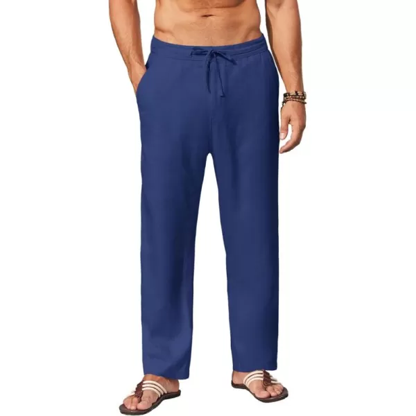 COOFANDY Men's Casual Linen Pants Elastic Waist Drawstring Yoga Beach Pants Lightweight Loose Fit Trousers with Pockets