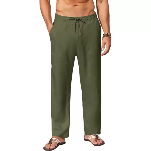 COOFANDY Men's Casual Linen Pants Elastic Waist Drawstring Yoga Beach Pants Lightweight Loose Fit Trousers with Pockets