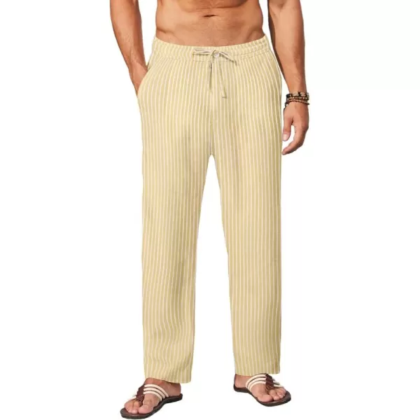 COOFANDY Men's Casual Linen Pants Elastic Waist Drawstring Yoga Beach Pants Lightweight Loose Fit Trousers with Pockets)