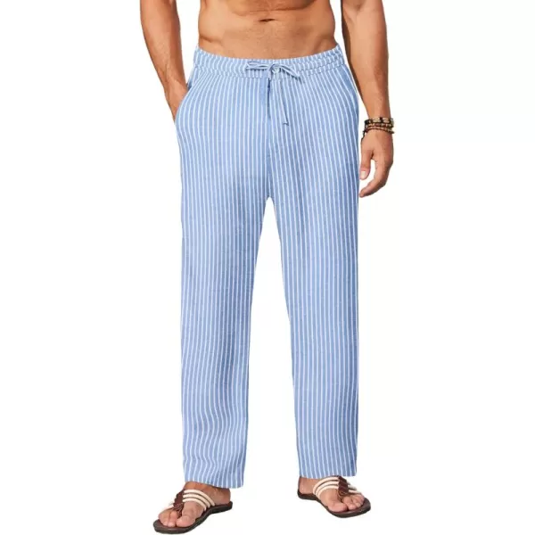 COOFANDY Men's Casual Linen Pants Elastic Waist Drawstring Yoga Beach Pants Lightweight Loose Fit Trousers with Pockets)