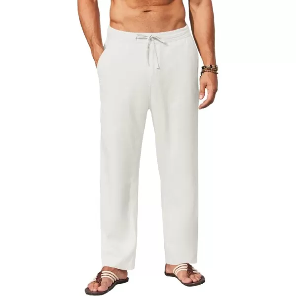 COOFANDY Men's Casual Linen Pants Elastic Waist Drawstring Yoga Beach Pants Lightweight Loose Fit Trousers with Pockets