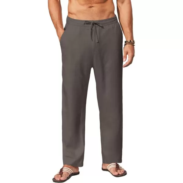 COOFANDY Men's Casual Linen Pants Elastic Waist Drawstring Yoga Beach Pants Lightweight Loose Fit Trousers with Pockets