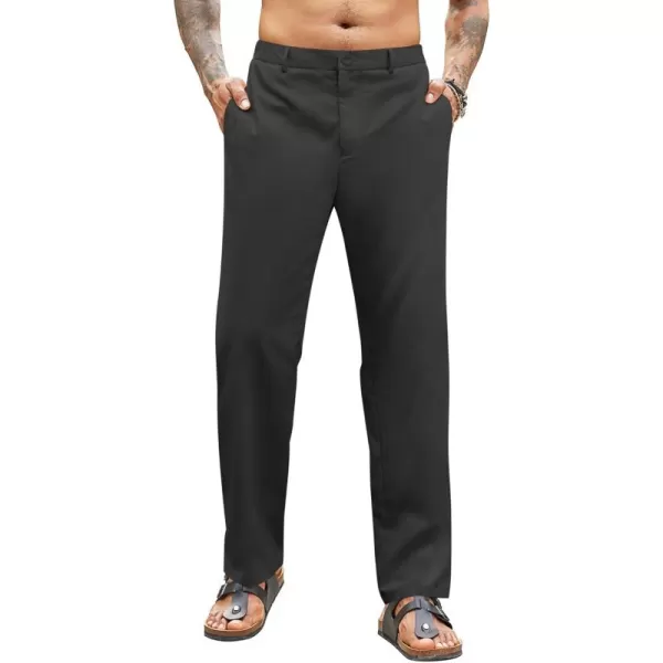 COOFANDY Men's Casual Linen Pants Lightweight Elastic Waist Summer Beach Pants