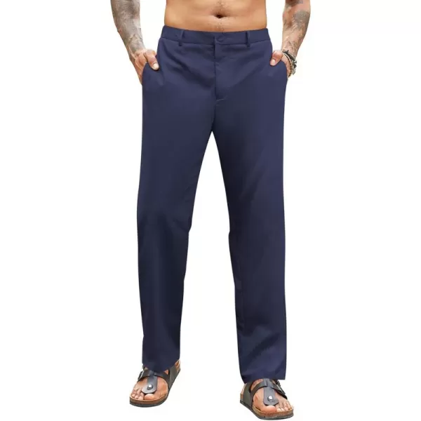 COOFANDY Men's Casual Linen Pants Lightweight Elastic Waist Summer Beach Pants