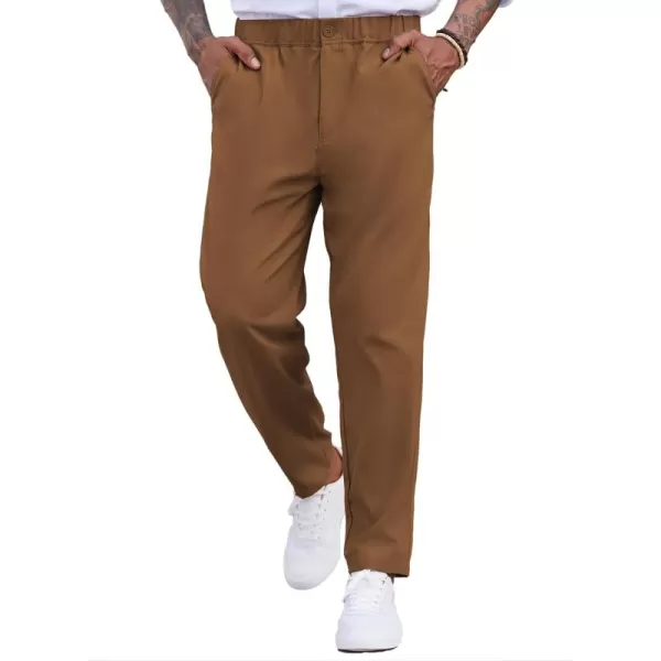 COOFANDY Men's Casual Pants Relaxed Fit Flat Front Expandable Waist Chino Slack Trousers