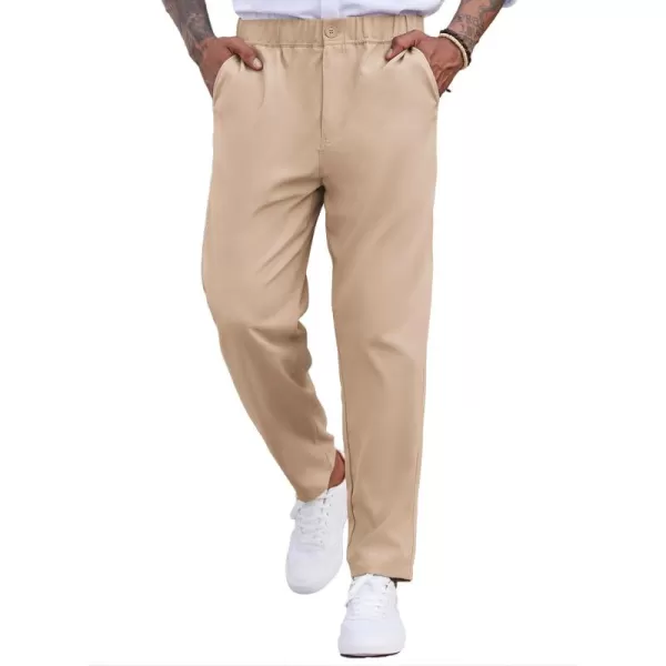 COOFANDY Men's Casual Pants Relaxed Fit Flat Front Expandable Waist Chino Slack Trousers