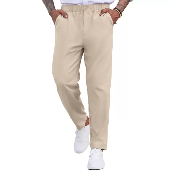 COOFANDY Men's Casual Pants Relaxed Fit Flat Front Expandable Waist Chino Slack Trousers