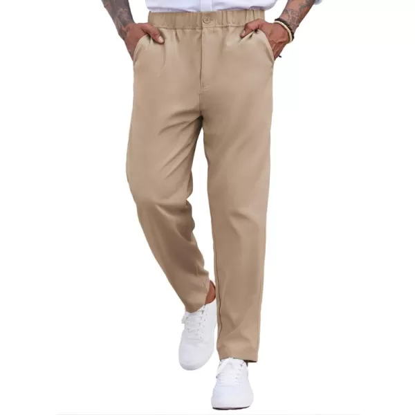 COOFANDY Men's Casual Pants Relaxed Fit Flat Front Expandable Waist Chino Slack Trousers