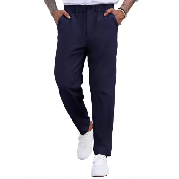 COOFANDY Men's Casual Pants Relaxed Fit Flat Front Expandable Waist Chino Slack Trousers