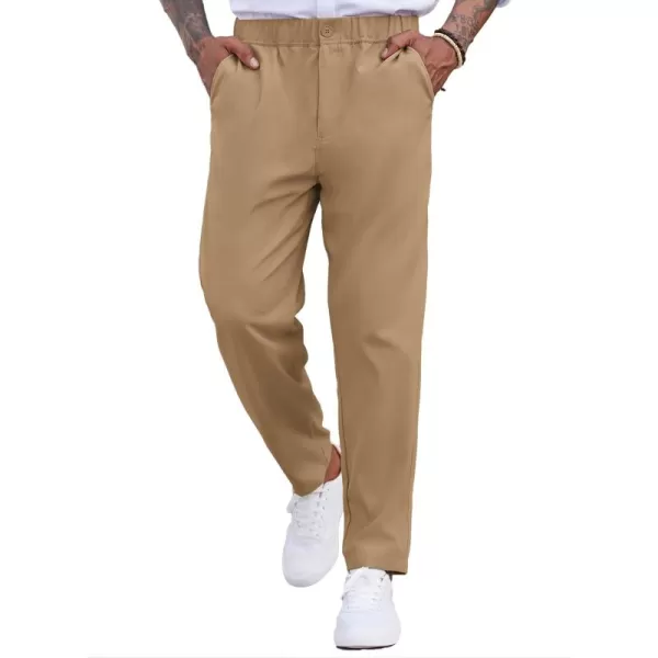 COOFANDY Men's Casual Pants Relaxed Fit Flat Front Expandable Waist Chino Slack Trousers
