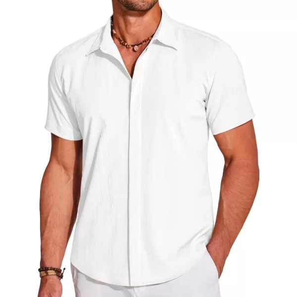 COOFANDY Men's Casual Short Sleeve Button Down Summer Beach Shirt Lightweight Textured Wrinkle Free Stretch Shirts