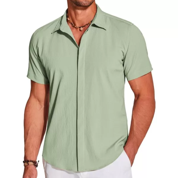 COOFANDY Men's Casual Short Sleeve Button Down Summer Beach Shirt Lightweight Textured Wrinkle Free Stretch Shirts
