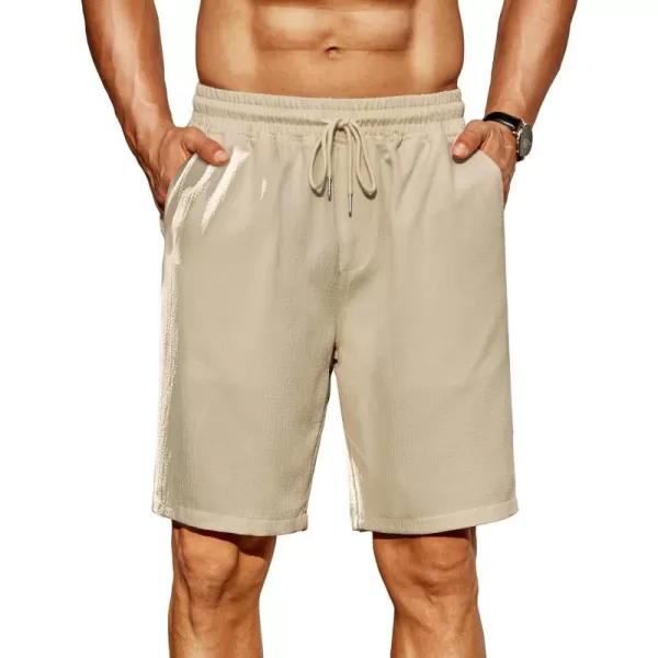 COOFANDY Men's Casual Shorts 9" Elastic Waist Drawstring Shorts Lightweight Regular Fit Beach Summer Shorts