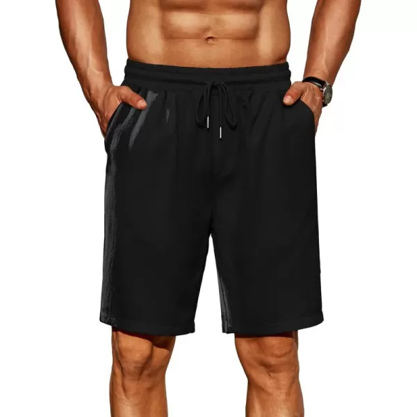 COOFANDY Men's Casual Shorts 9" Elastic Waist Drawstring Shorts Lightweight Regular Fit Beach Summer Shorts
