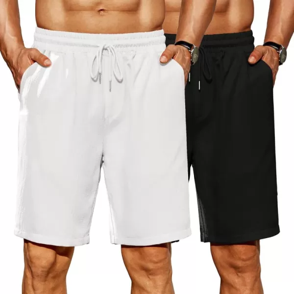 COOFANDY Men's Casual Shorts 9" Elastic Waist Drawstring Shorts Lightweight Regular Fit Beach Summer Shorts