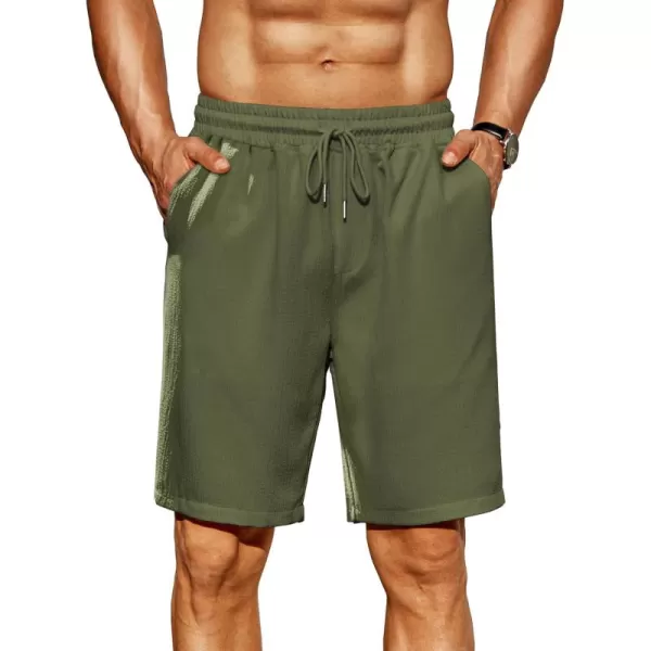 COOFANDY Men's Casual Shorts 9" Elastic Waist Drawstring Shorts Lightweight Regular Fit Beach Summer Shorts