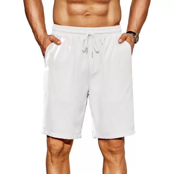 COOFANDY Men's Casual Shorts 9" Elastic Waist Drawstring Shorts Lightweight Regular Fit Beach Summer Shorts