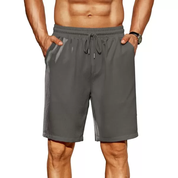 COOFANDY Men's Casual Shorts 9" Elastic Waist Drawstring Shorts Lightweight Regular Fit Beach Summer Shorts
