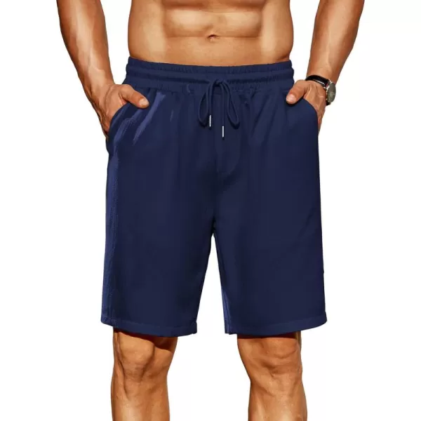 COOFANDY Men's Casual Shorts 9" Elastic Waist Drawstring Shorts Lightweight Regular Fit Beach Summer Shorts