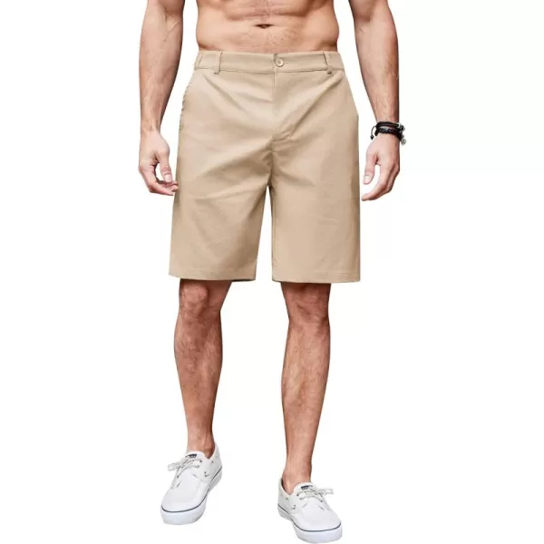 COOFANDY Men's Casual Shorts Linen Flat Front Shorts Elastic Waist Summer Beach Shorts