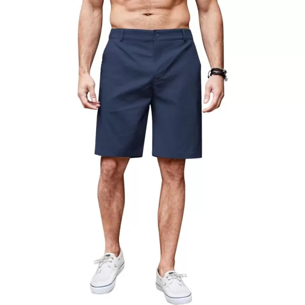 COOFANDY Men's Casual Shorts Linen Flat Front Shorts Elastic Waist Summer Beach Shorts