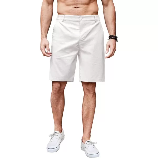 COOFANDY Men's Casual Shorts Linen Flat Front Shorts Elastic Waist Summer Beach Shorts