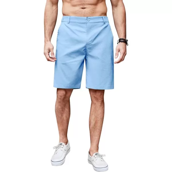 COOFANDY Men's Casual Shorts Linen Flat Front Shorts Elastic Waist Summer Beach Shorts