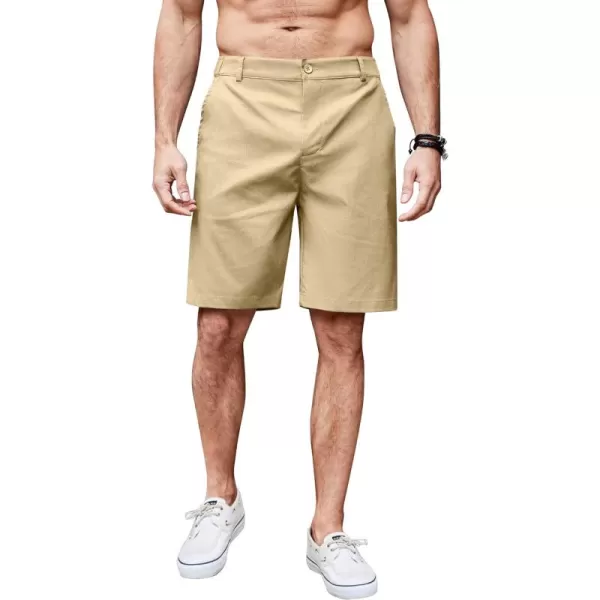 COOFANDY Men's Casual Shorts Linen Flat Front Shorts Elastic Waist Summer Beach Shorts