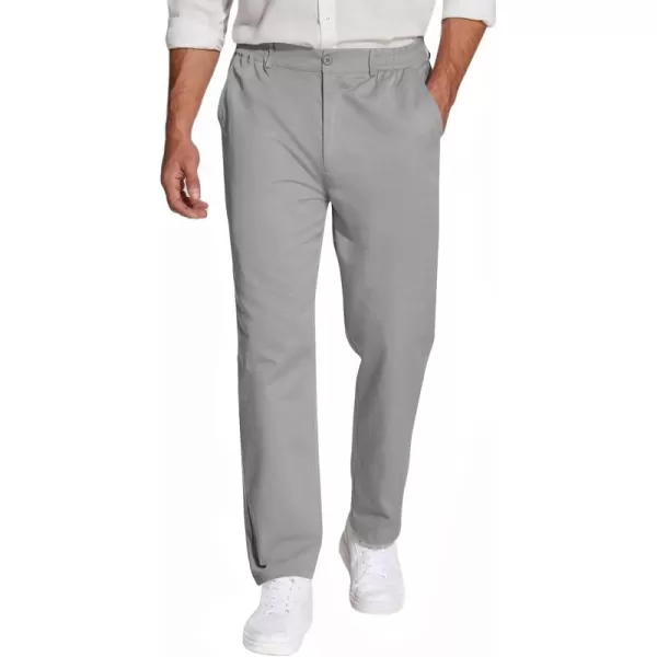 COOFANDY Mens Casual Slacks Relaxed Fit Cotton Chinos Pants Elastic Waistband Flat Front Khaki Pant